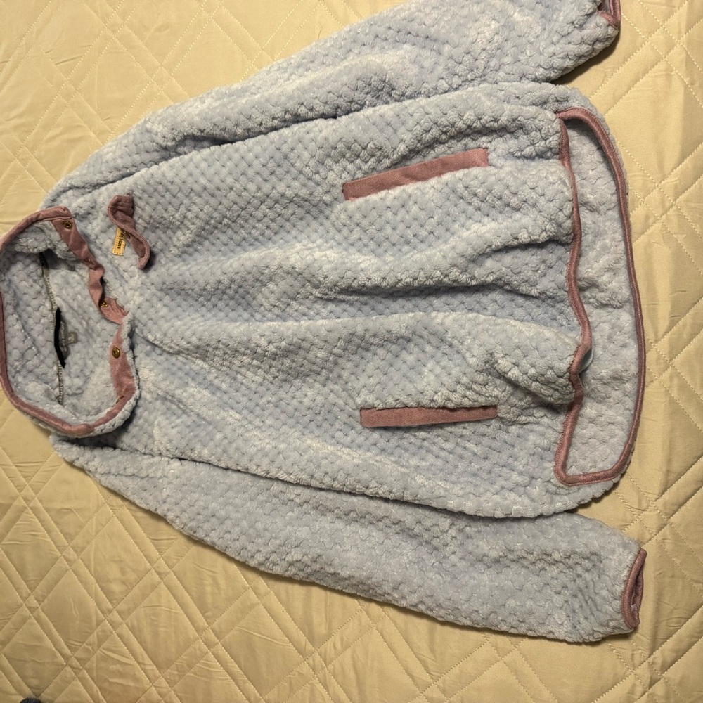 Simply Southern Light Blue and Pink Fleece Hoodie
